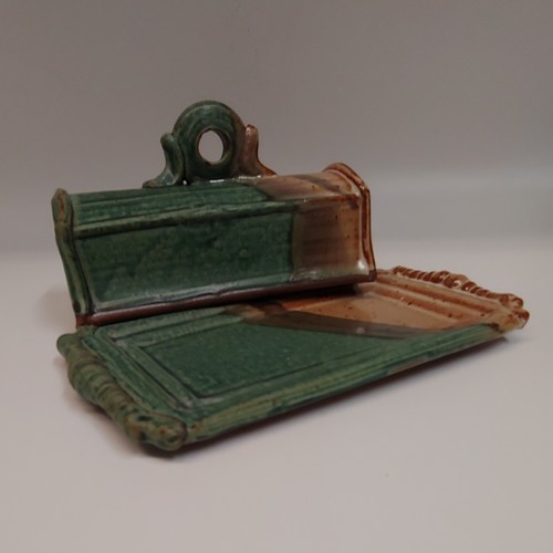 #220731 Butter Dish Green/Tan $22.50 at Hunter Wolff Gallery